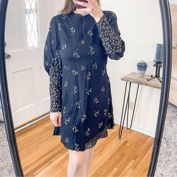 Tibi Lila Florence Mini Dress Black Floral 4 - Picture 2 of 11